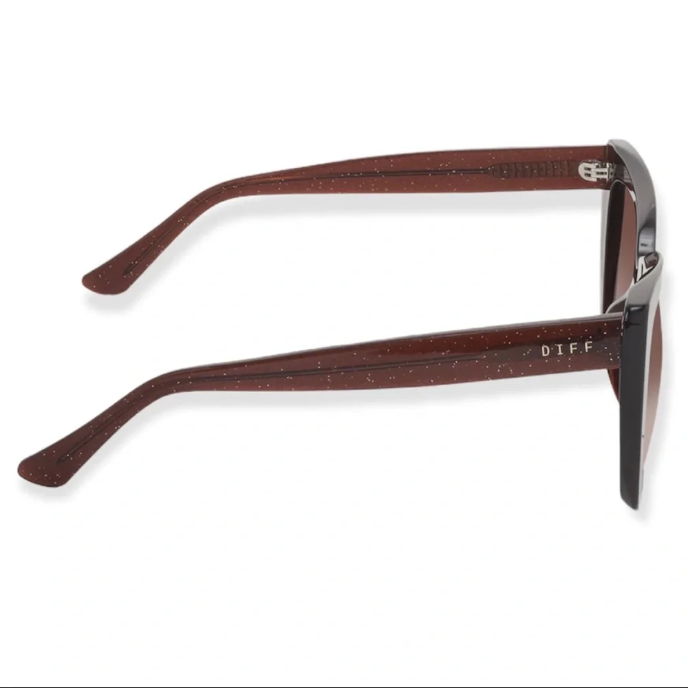 DIFF Lizzy Sunglasses Chestnut Crystal Frame Brown Gradient Lenses Oversized